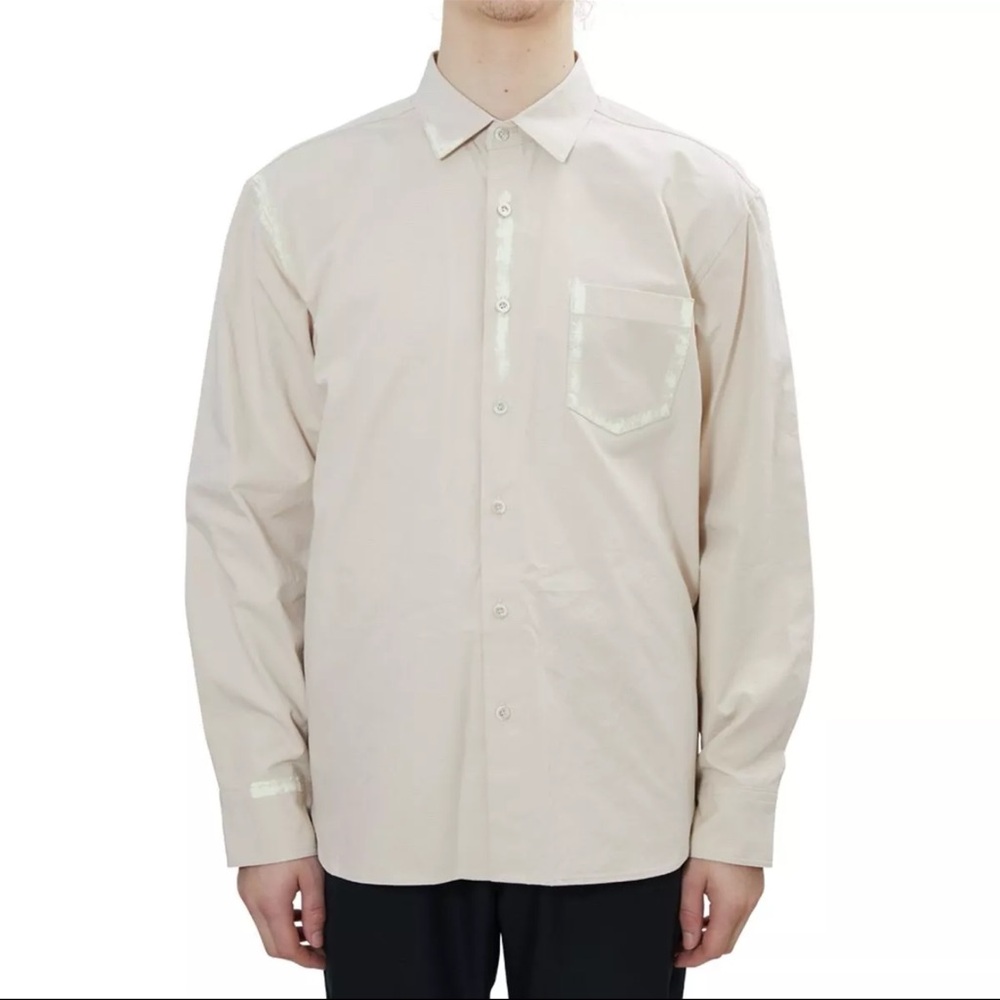 ADER Error Beige Allac Distressed Button Down Shirt Unique Paint Detail A1/S - Picture 13 of 13